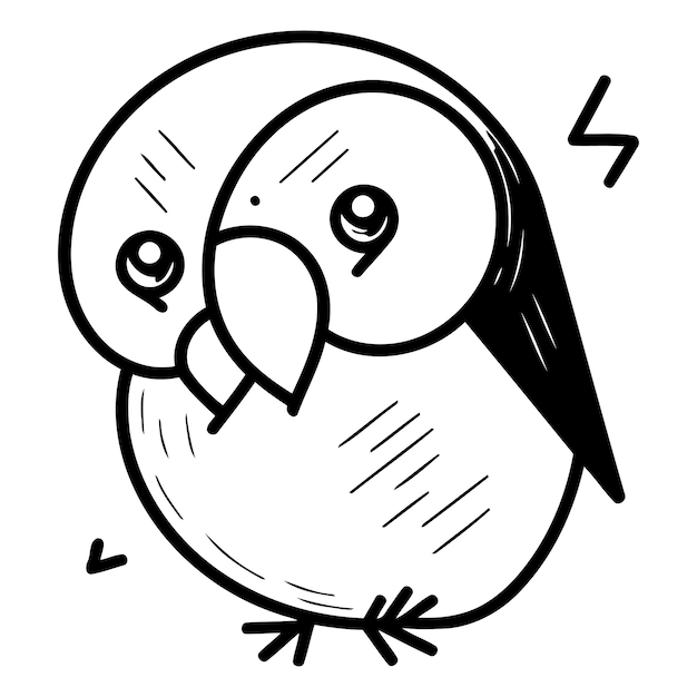 Un lindo pájaro de dibujos animados en estilo doodle Ilustración vectorial