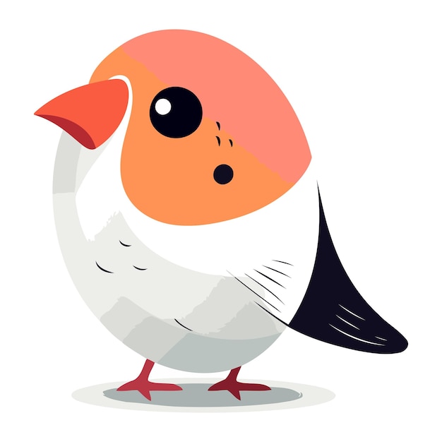 Lindo pájaro de dibujos animados Ilustración vectorial aislada en un fondo blanco