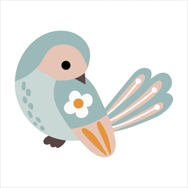 Lindo pájaro de hadas dibujado a mano Fondo aislado blanco