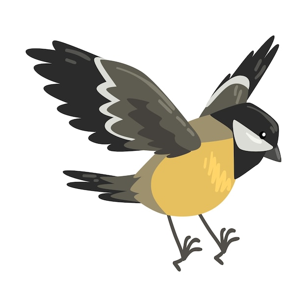 Lindo pájaro de invierno de ratón volador hermosa ilustración vectorial de pájaros del norte