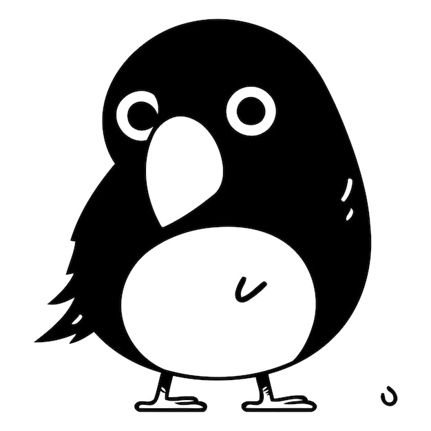 Un lindo pájaro negro aislado sobre un fondo blanco Ilustración vectorial