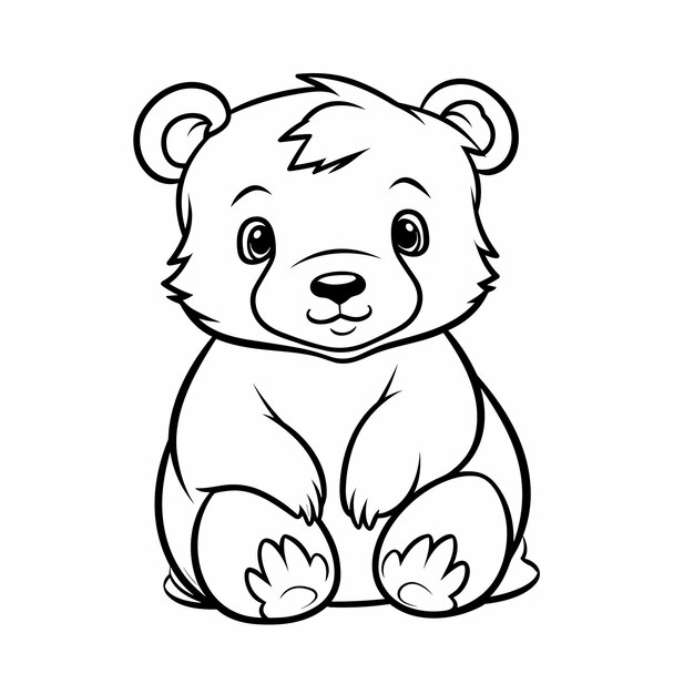 Vector lindo pájaro para niños página para colorear dibujado a mano ilustración de contorno de oso vector premium