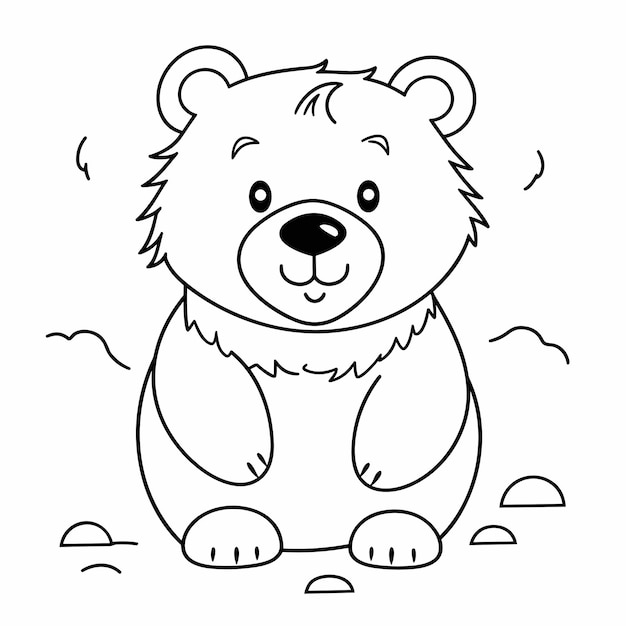 Vector lindo pájaro para niños página para colorear dibujado a mano ilustración de contorno de oso vector premium
