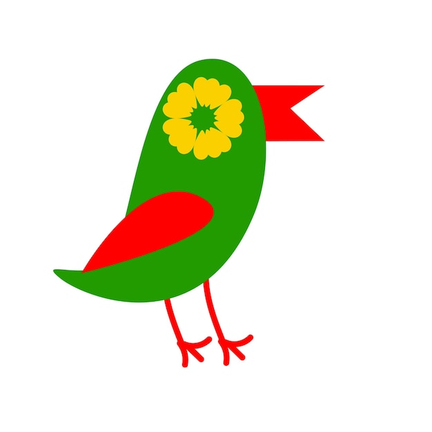 Lindo pájaro pájaro verde en el estilo del folclore mexicano