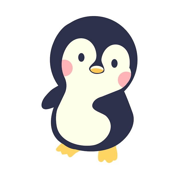 Lindo pájaro pingüino plano de dibujos animados
