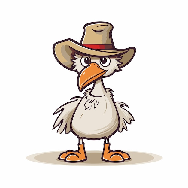 Vector un lindo pájaro con sombrero de vaquero aislado sobre un fondo blanco ilustración vectorial