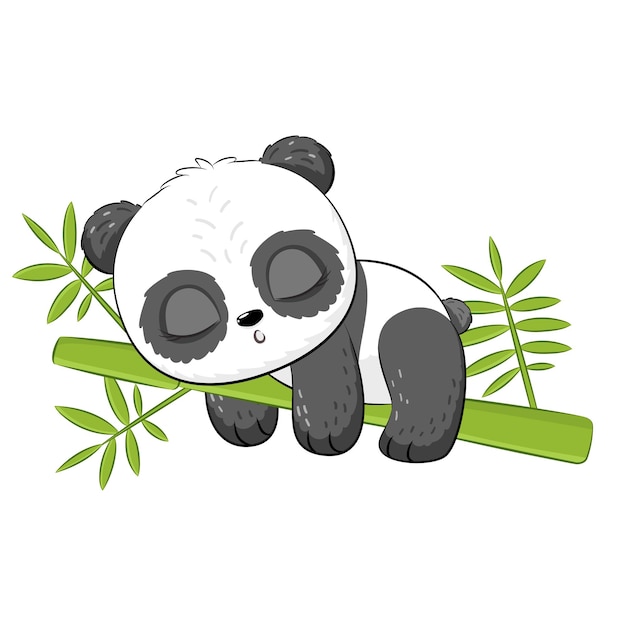 lindo, panda, en, un, árbol, vector, ilustración, de, un, caricatura