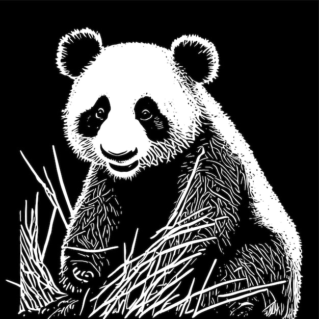 Lindo panda con bambú dibujado a mano dibujos animados pegatina icono concepto aislado ilustración