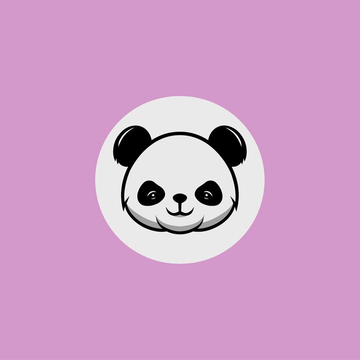 Lindo panda cara sonriente ilustración de dibujos animados