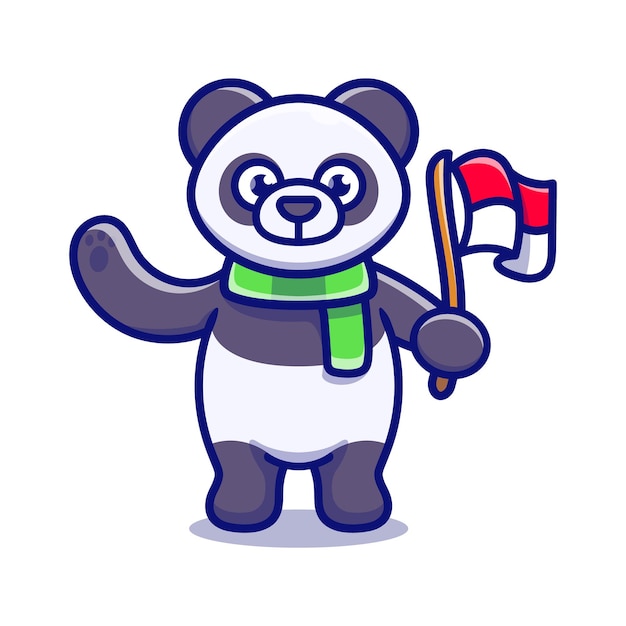 Lindo panda celebrando el día de la independencia de Indonesia