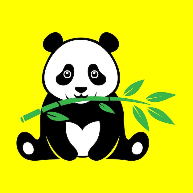 El lindo panda comiendo la mascota del bambú de dibujos animados