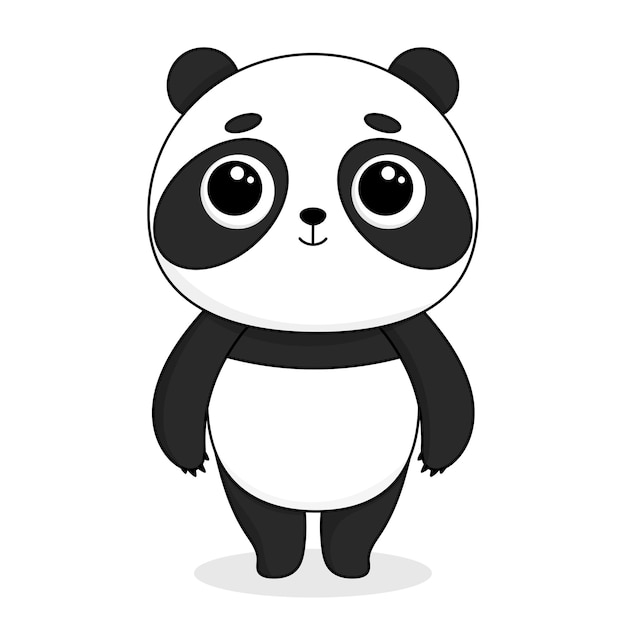 Lindo panda de dibujos animados con ojos grandes ilustración vectorial