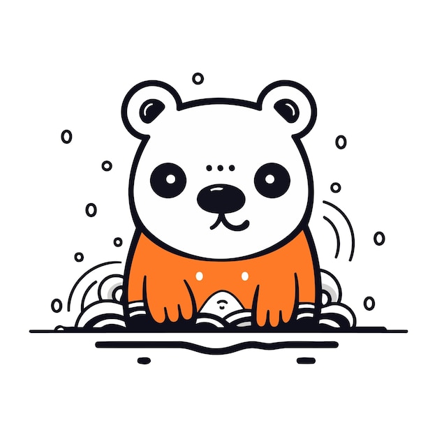 Lindo panda de dibujos animados sentado en el agua Ilustración vectorial