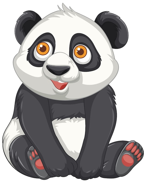 El lindo panda de dibujos animados sentado