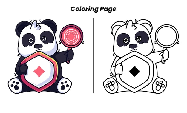 Vector lindo panda con dibujos para colorear adecuados para niños