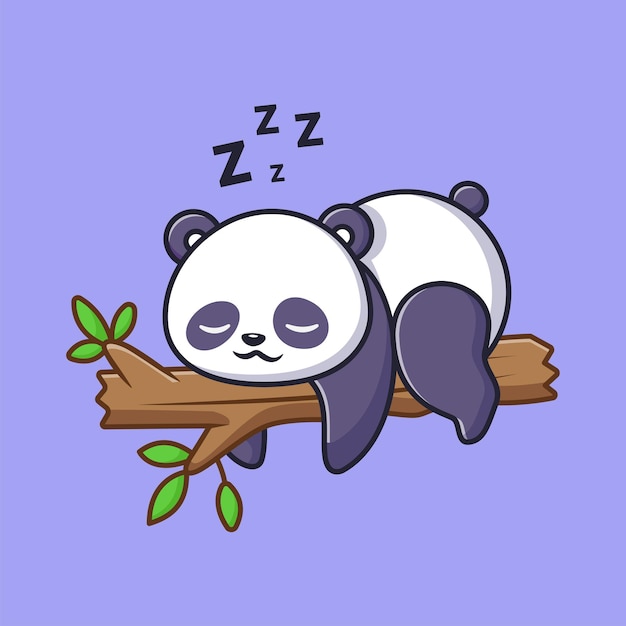 Vector lindo panda durmiendo en árbol cartoon vector icono ilustración animal naturaleza icono concepto aislado