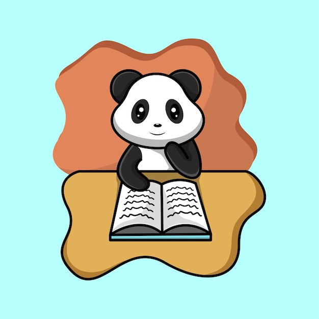 lindo panda está estudiando