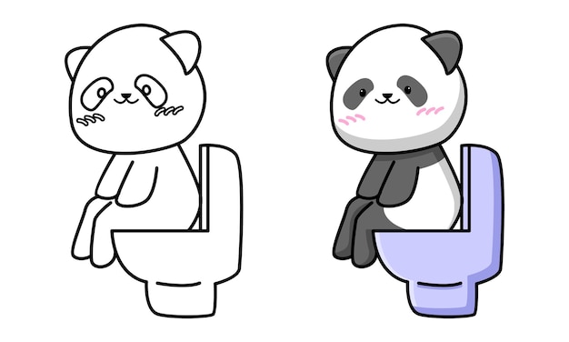 Lindo panda haciendo caca página para colorear para niños