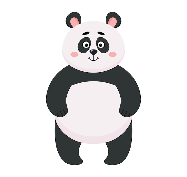 Vector lindo panda. ilustración vectorial de un oso, panda de dibujos animados sobre fondo blanco.