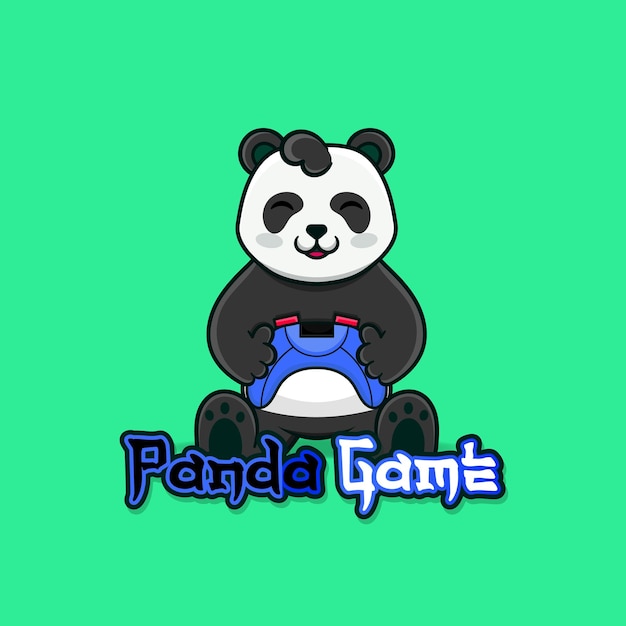 Lindo panda con joystick juego pandas Panda mascota Logo juegos