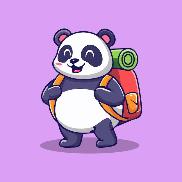 Un lindo panda con una mochila listo para la aventura
