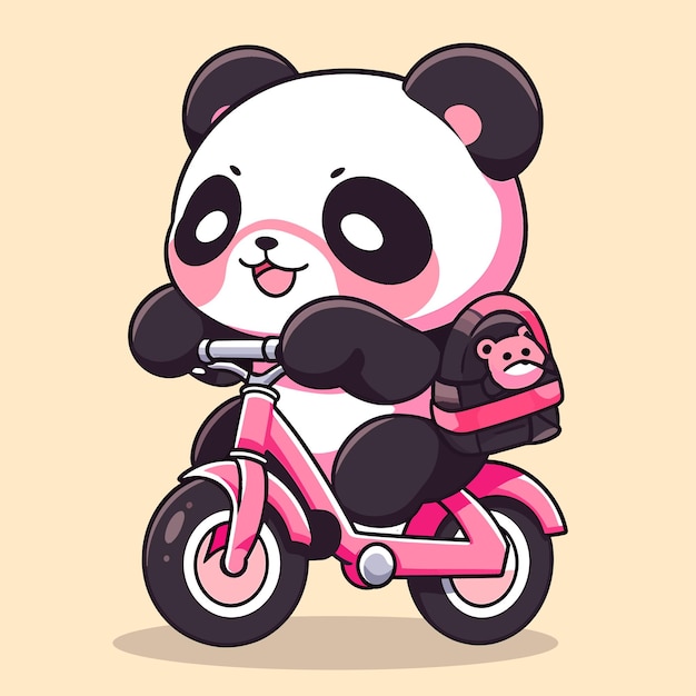 Lindo panda montando bicicleta vector icono ilustración