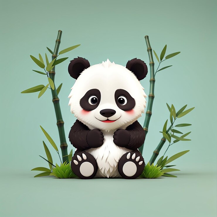 Vector lindo panda mordedura de bambú icona de dibujos animados de vector ilustración de animal icona de la naturaleza concepto aislado plano