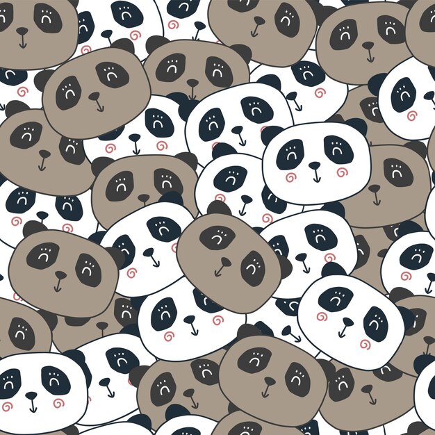 Lindo panda osos de patrones sin fisuras divertido bebé vector impresión