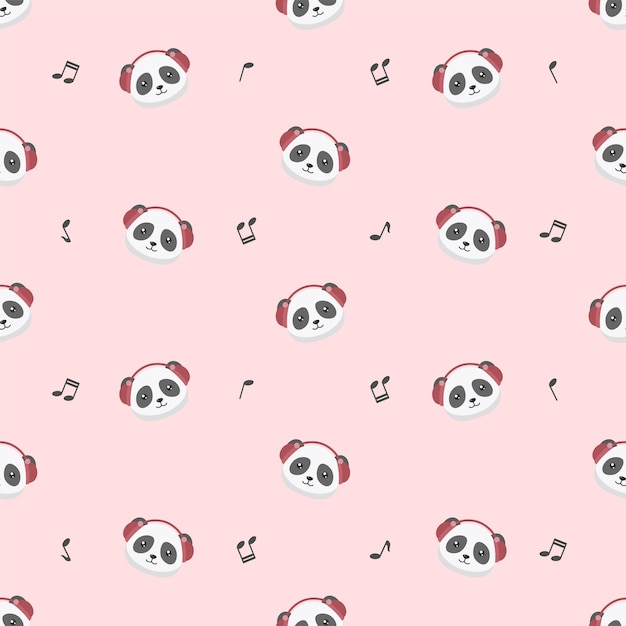 Lindo panda con patrones sin fisuras de auriculares