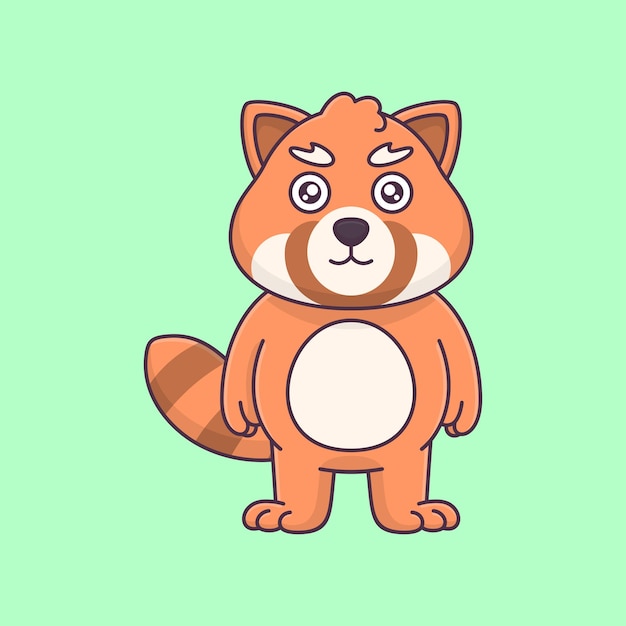 Lindo panda rojo pie animal dibujos animados vector ilustración icono aislado