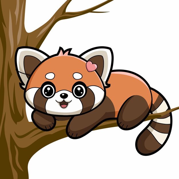 El lindo panda rojo en una rama