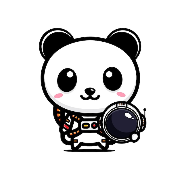 Vector lindo panda con traje de astronauta