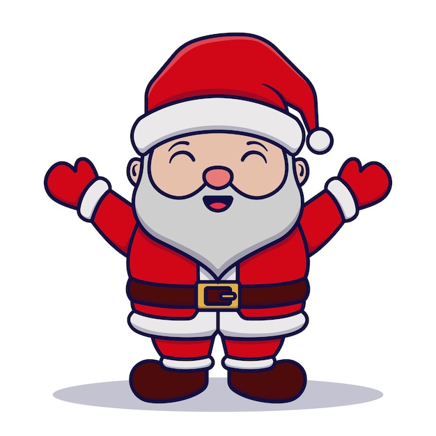 Lindo Papá Noel feliz Ilustración vectorial de dibujos animados aislada en fondo blanco