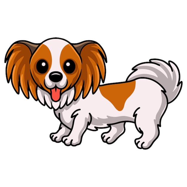 lindo, papillon, perro, caricatura, posar