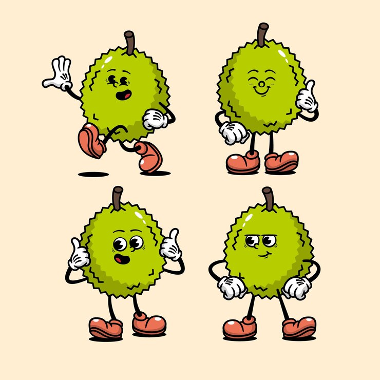 El lindo paquete de ilustraciones de personajes de dibujos animados de durian