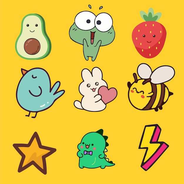 Lindo paquete de pegatinas de animales femeninos con setas de rana de aguacate y texto de poder femenino