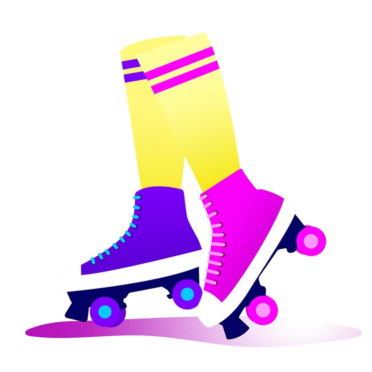 Vector un lindo par de zapatillas de goma aisladas en colores rosa neón y violeta con efecto de grano