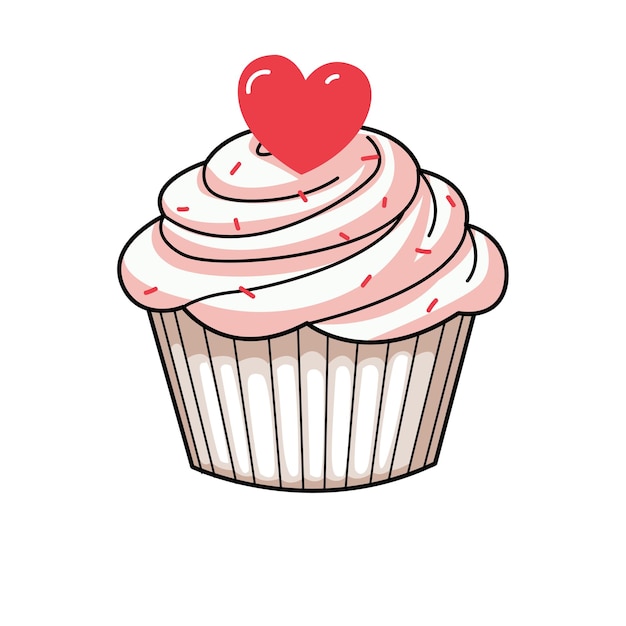 Lindo pastel con corazón rojo ilustración del día de San Valentín