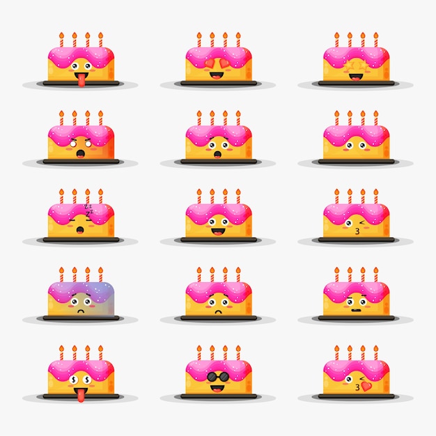 Lindo pastel de cumpleaños con emoticonos