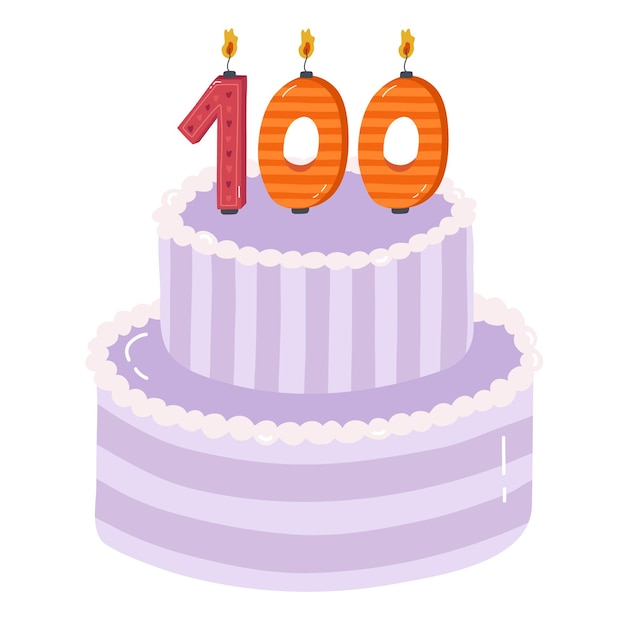 Lindo pastel de cumpleaños con velas encendidas en forma de números Postre para celebrar cada año de aniversario de nacimiento Clipart estilizado dibujado a mano de cupcake navideño al estilo escandinavo