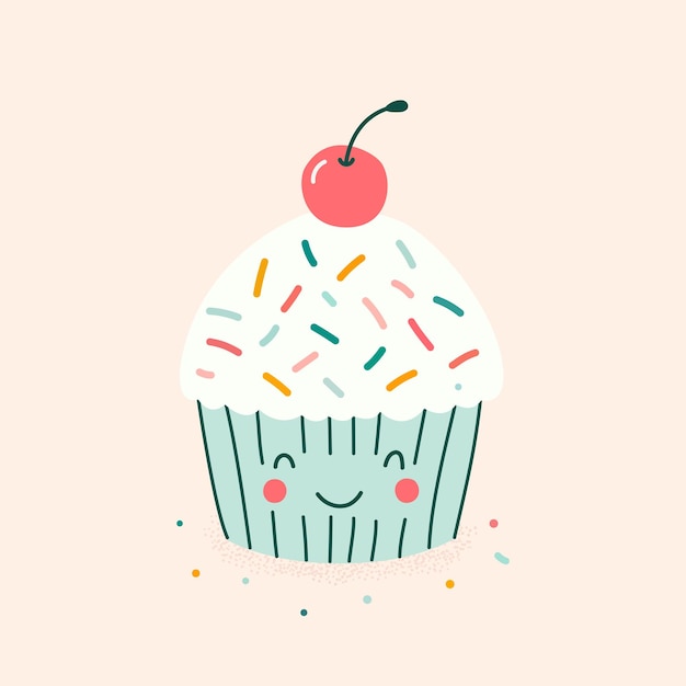 Lindo pastel de dibujos animados en un fondo de colores Ilustración vectorial