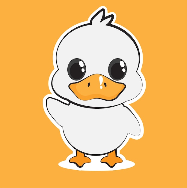 Vector un lindo patito agita su ala