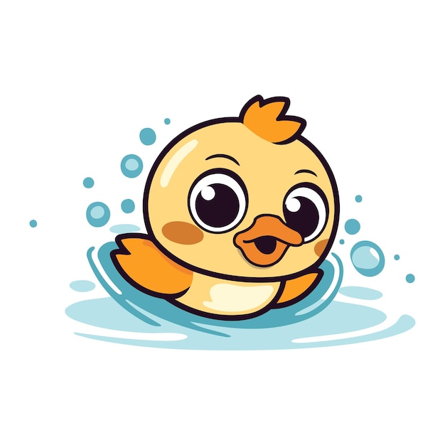 Vector lindo pato bebé nadando en el agua ilustración vectorial aislada