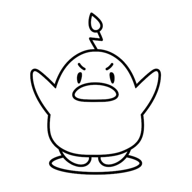 Lindo pato enojado pato Kawaii con brote en la cabeza etiqueta adhesiva con ganso gordo rechoncho
