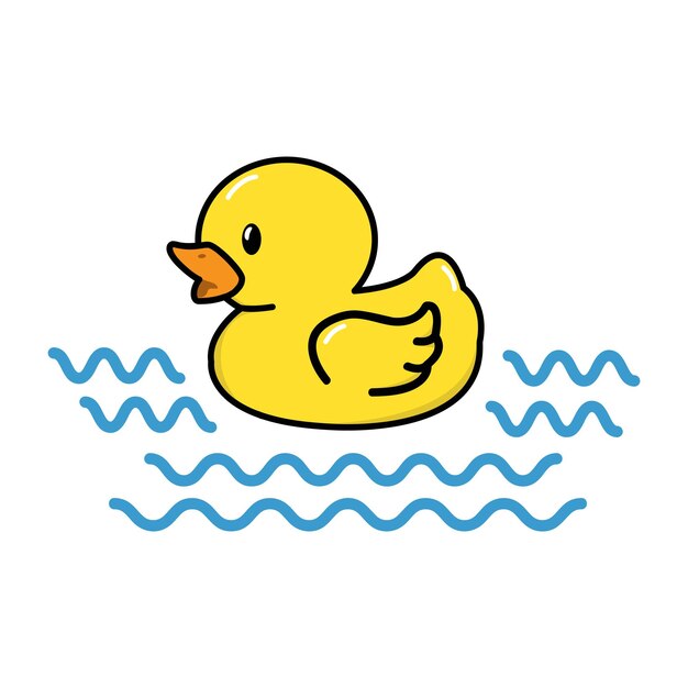 El lindo pato de goma amarillo con la onda