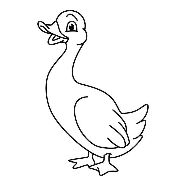 Lindo pato personajes de dibujos animados vector ilustración para niños libro para colorear