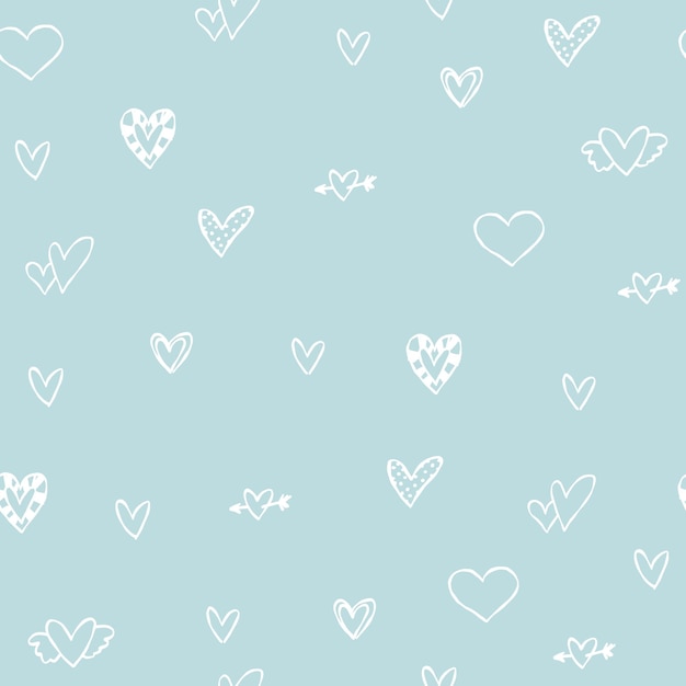 Lindo patrón azul con línea de garabatos blancos corazones Textiles para niños tela libro dormitorio bebé