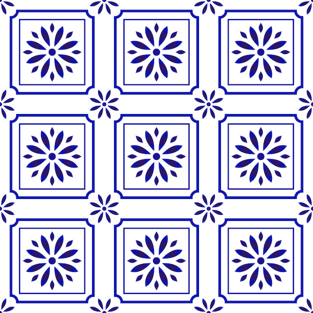 Vector lindo patrón de azulejos con flor