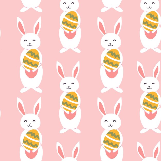 Lindo patrón de conejo de Pascua con huevos geométricos para diseño y decoración navideña