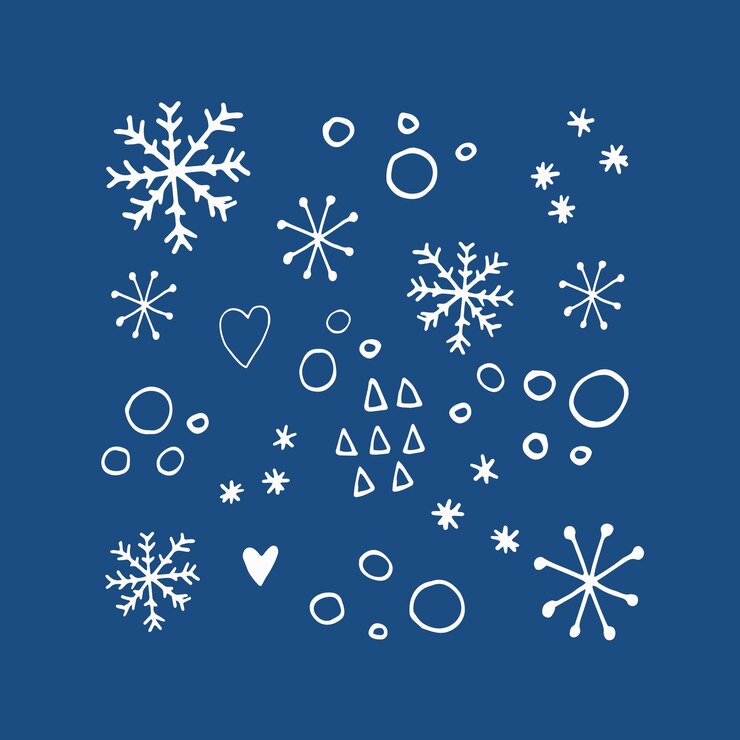 Vector lindo patrón de copos de nieve en color azul en vector